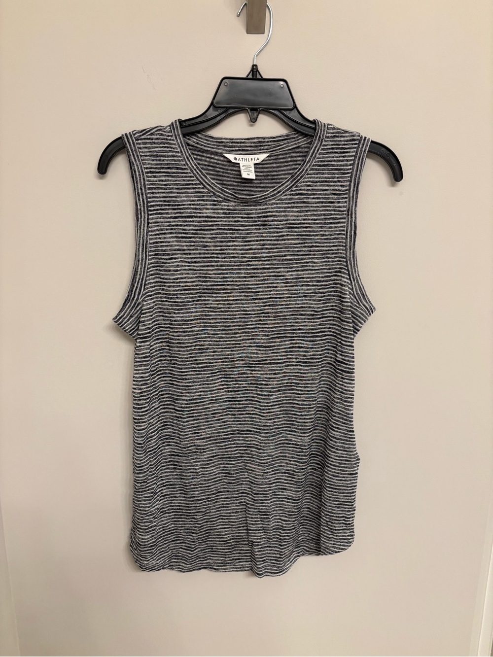Athleta Black and White Striped Sleeveless Tank